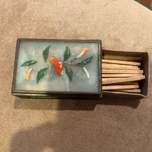 Vintage Floral Matchbox Holder with Matches in excellent condition